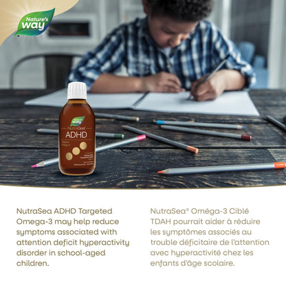 Nature's Way NutraSea ADHD Targeted Omega-3, For kids age 5+, 940 mg of EPA + DHA, 80 mg of GLA, 500 IU Vitamin D3, 200 ml Liquid 🍁 All In One Marketplace Canada