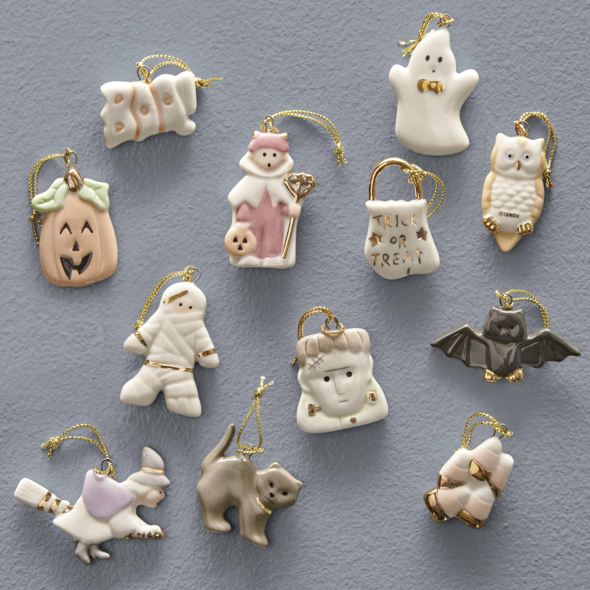 Lenox Trick or Treat 12-Piece Porcelain Halloween Hanging Ornament Set