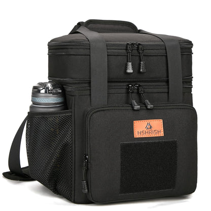 Double Deck Large Tactical Lunch Bag for Adults, Leakproof Insulated Lunch Bag with Shoulder Strap, Lunch Cooler Box for Men Work Outdoor Picnic Trips,Black 🍁 All In One Marketplace Canada