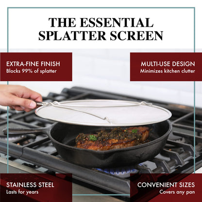 Splatter Screen for Frying Pan - 13 Inch Stainless Steel Grease Splatter Guard - Cover Oil Splash When Sizzling Bacon, Cooking Fried Chicken or Popcorn 🍁 All In One Marketplace Canada