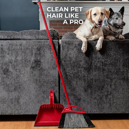 Vileda Pet Pro Broom with Step-On Dustpan and 3-Piece Handle | Remove 99% Dust and Dirt in One Sweep 🍁 All In One Marketplace Canada