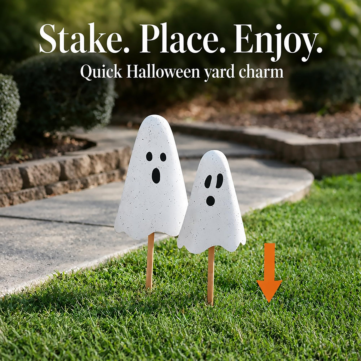 Mud Pie Halloween Metal Ghost Yard Signs, 24", 20"