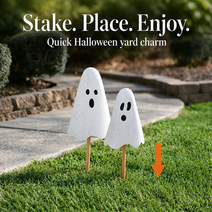 Mud Pie Halloween Metal Ghost Yard Signs, 24", 20"