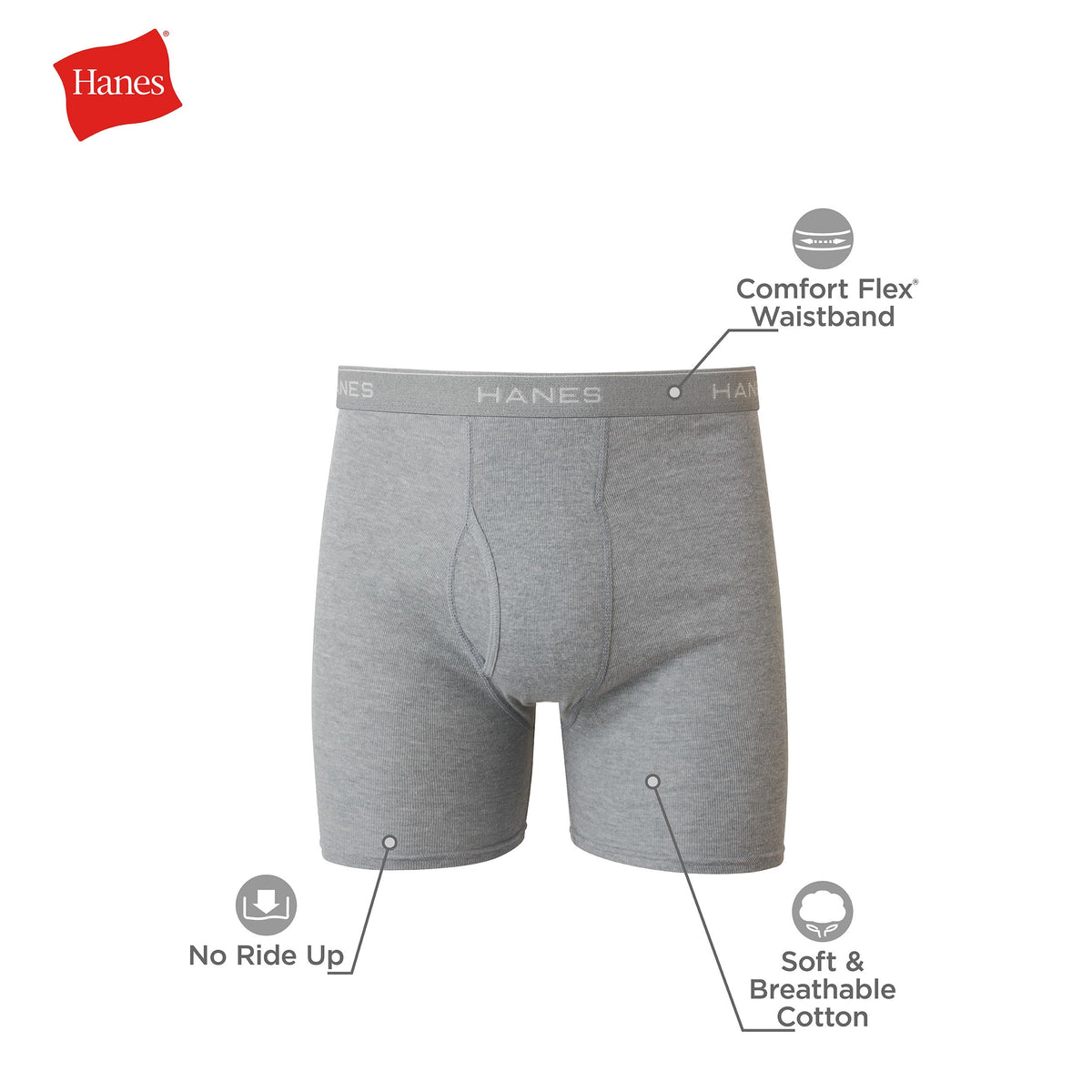 Hanes Boxer Briefs, Cool Dri Moisture-Wicking Underwear, Cotton No-Ride-up for Men, Multi-Packs Available, 6 Pack - Black/Gray, Medium 🍁 All In One Marketplace Canada