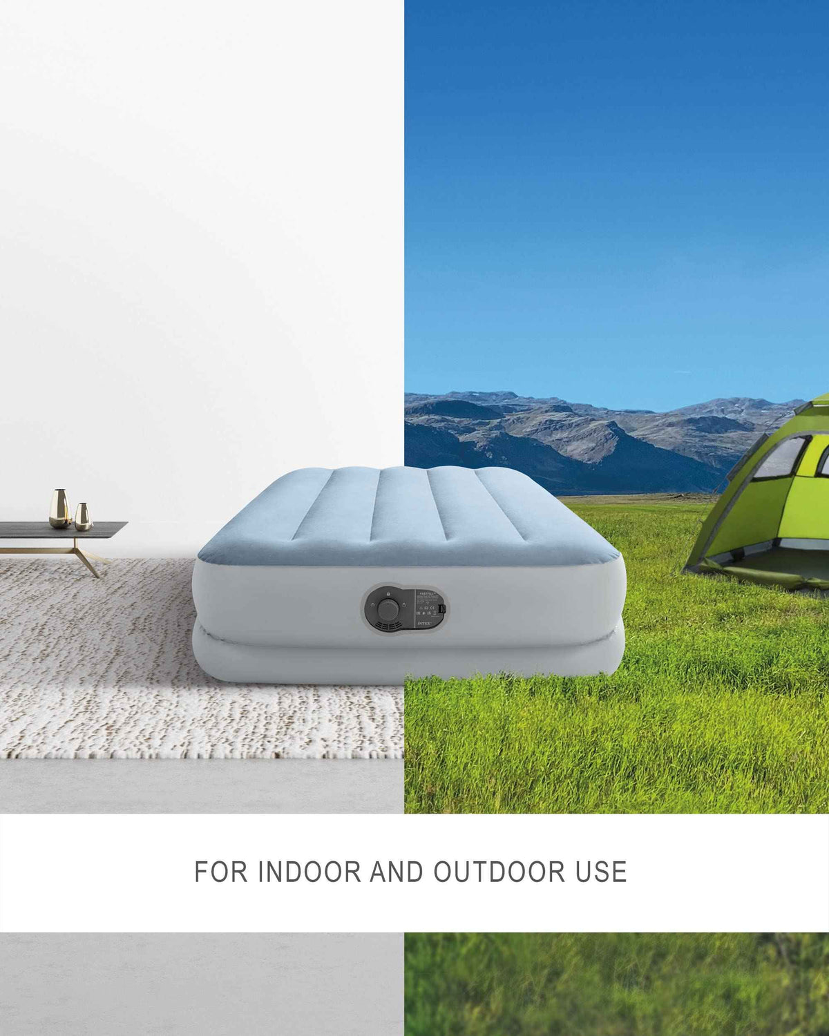 INTEX 64157E Dura-Beam Plus Mid-Rise Air Mattress: Fiber-Tech – Twin Size – Built-in USB Electric Pump – 14in Bed Height – 300lb Weight Capacity 🍁 All In One Marketplace Canada