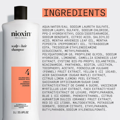 Nioxin System 4 Scalp + Hair Shampoo - Hair Thickening Shampoo For Damaged Hair with Progressed Thinning, 33.8 fl oz (Packaging May Vary) 🍁 All In One Marketplace Canada