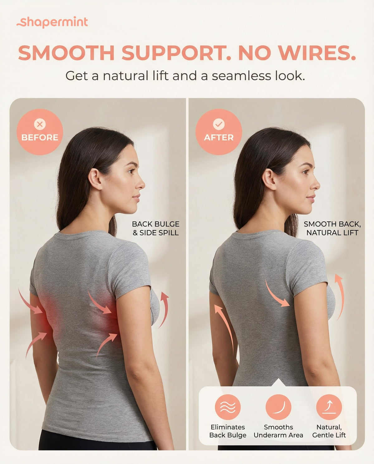 SHAPERMINT Wireless Bras for Women - Full Support Seamless Bralette, Compression Sports Bra, Plus Size Minimizer Bras, Padded Wirefree Bra for Women Black 🍁 All In One Marketplace Canada