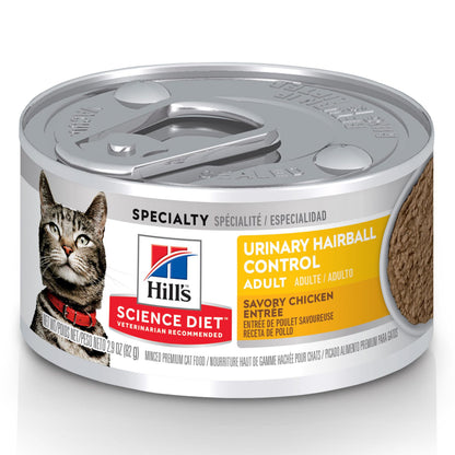 Hill's Science Diet Urinary Hariball Control, Adult 1-6, Urinary Track Health & Hairball Control Support, Wet Cat Food, Chicken Minced, 2.9 oz Can, Case of 12 🍁 All In One Marketplace Canada