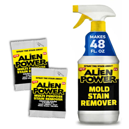 Alien Power 48 Fl Oz Instant Stain Remover Spray for Mold and Mildew, All Purpose No-Scrub Cleaner for Bathroom & Household Surfaces, Tiles, Wall, Black Mold, Mould, Grout - 2 Pack Set 🍁 All In One Marketplace Canada
