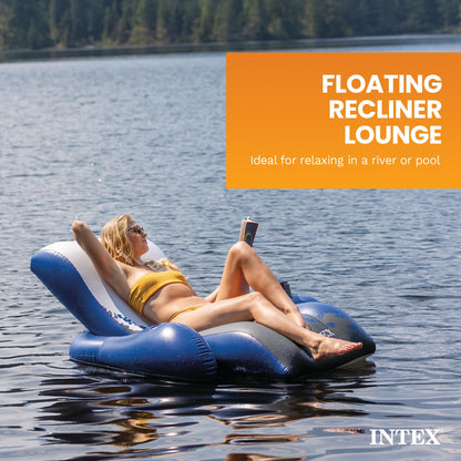 Intex Floating Recliner Inflatable Lounge, 71" X 53", Blue, 58868EP 🍁 All In One Marketplace Canada