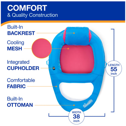 SwimWays Spring Float Premium Recliner Pool Lounger, Inflatable Pool Floats Adult with Fast Inflation for Ages 15 & Up 🍁 All In One Marketplace Canada