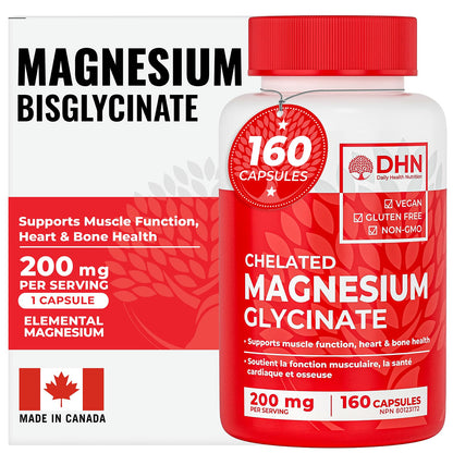 Magnesium Glycinate/Bisglycinate | Supports Sleep, Relaxation, Energy Metabolism & Muscle Function | Chelated | 200mg Elemental Magnesium | Stomach Friendly | Canadian Made, Quality Assured 🍁 All In One Marketplace Canada