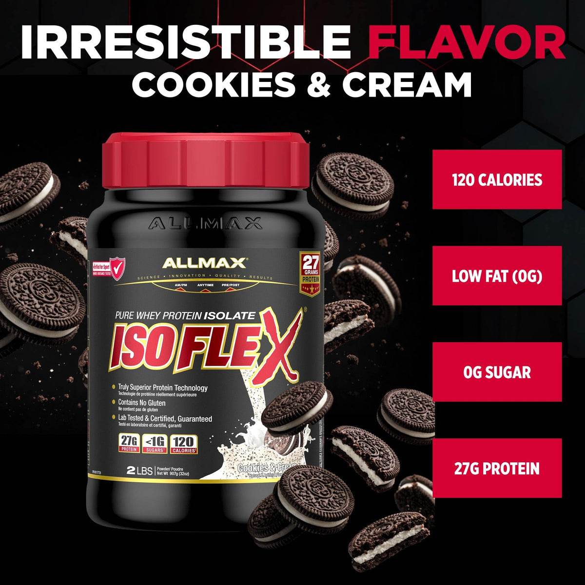 ALLMAX ISOFLEX Whey Protein Isolate, Cookies & Cream, 2 lb 🍁 All In One Marketplace Canada