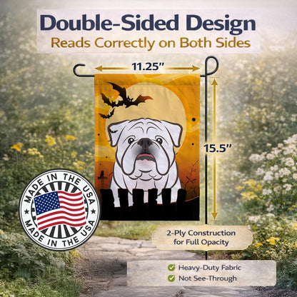 Caroline's Treasures BB1778GF Halloween White English Bulldog Flag Garden Size, Small, Multicolor