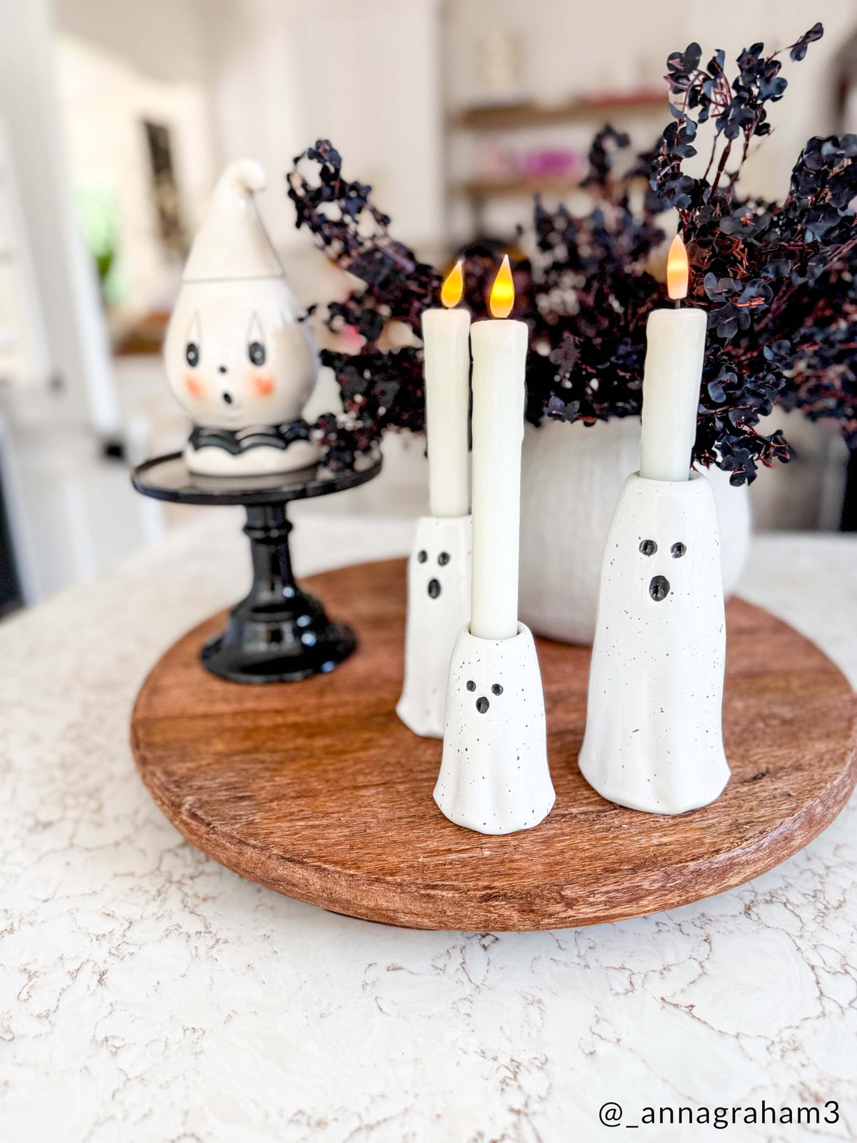 Mud Pie Ghost Vase, Medium Halloween Flower Vase for Fall Home Decor