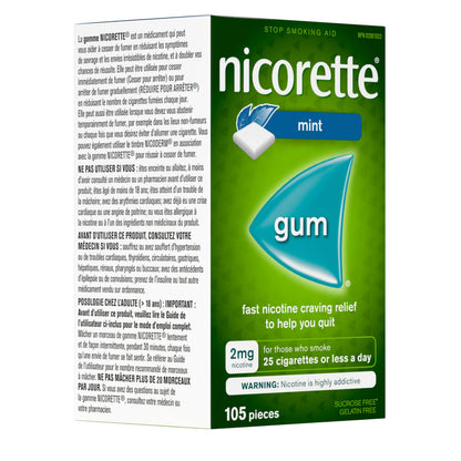 Nicorette Gum, Extreme Chill Mint, 2 mg, 105 Count 🍁 All In One Marketplace Canada