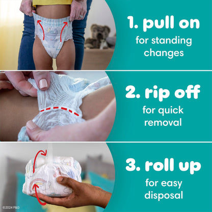 Pampers Diapers - Swaddlers 360 degrees - Size 4, 100 Count, up to 100% Leakproof Comfy Dry Fit, EZ Off Tabs Designed for Easy Changes, Pull On Diaper 🍁 All In One Marketplace Canada