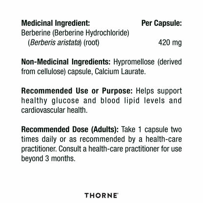 THORNE - Berberine-HP - Botanical Compound To Support Metabolism - 60 Capsules - 30 Servings 🍁 All In One Marketplace Canada