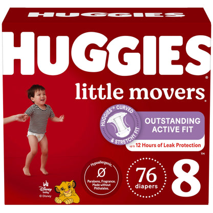 Huggies Size 8 Diapers, Little Movers Baby Diapers, Size 8 (46+ lbs), 76 Count, Packaging May Vary 🍁 All In One Marketplace Canada