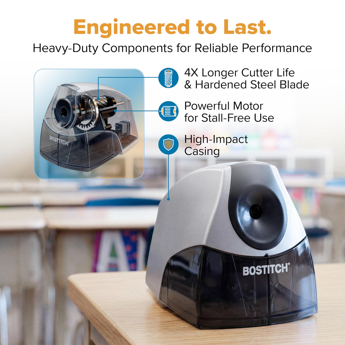Bostitch Office Personal Electric Pencil Sharpener, Powerful Stall-Free Motor, High Capacity Shavings Tray, Black (EPS4-BLKSLV) 🍁 All In One Marketplace Canada