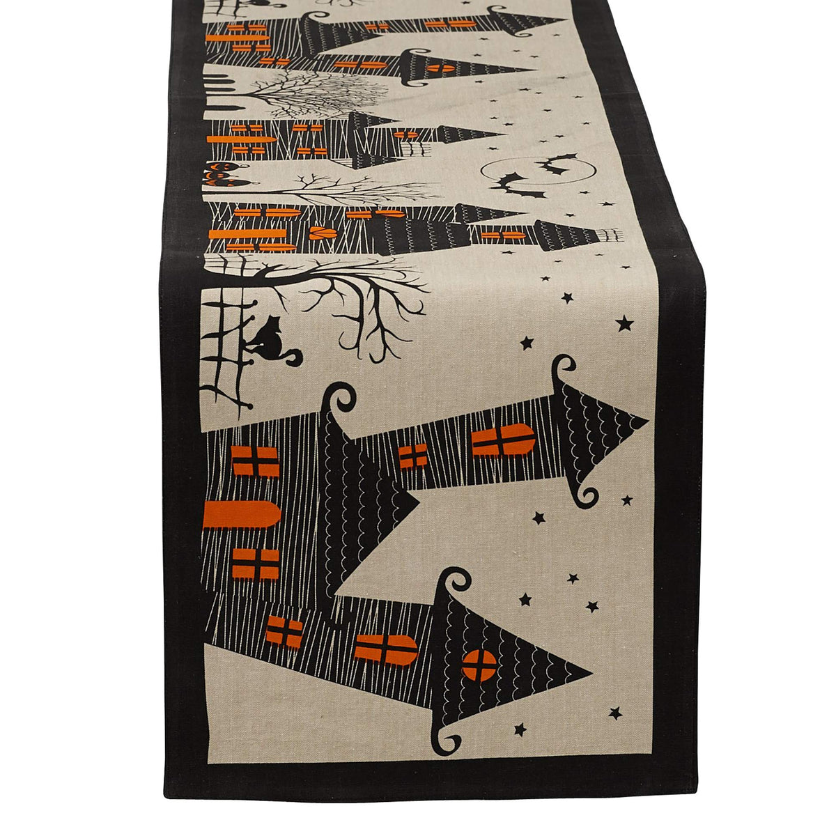 DII 100% Cotton, Spooky Scary Haunted House Halloween Table Runner, 14 by 72-Inch