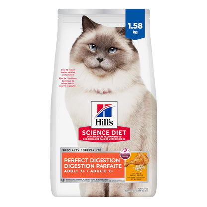 Hill's Science Diet Adult 7+ Perfect Digestion Chicken, Barley & Whole Oats Recipe Dry Cat Food 1.58 kg Bag 🍁 All In One Marketplace Canada