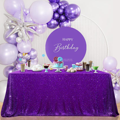 B-COOL Purple Sequin Tablecloth 60x102 Inch Sparkly Kitchen Cloth Glitter Table Drape Overlay for Wedding Halloween Birthday Party Decorations