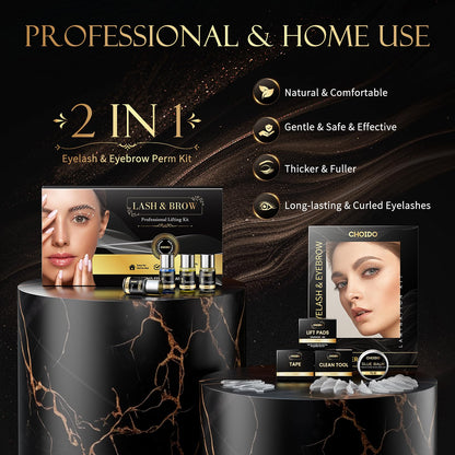 Lash Lift & Brow Lamination Kit 2-in-1, Professional DIY Eyelash Perm for Home Use & Salon, Long-Lasting Curl Effect Up to 8 Weeks - Easy Application 🍁 All In One Marketplace Canada