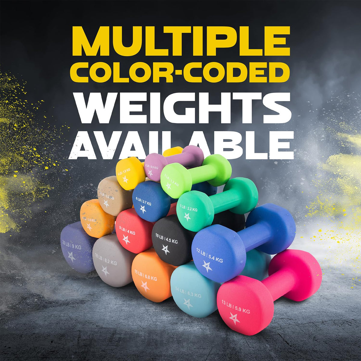 Yes4All Dumbbell Neoprene, poids et haltere, Weight Set, Hand Weights for Women, Dumbbells Pair, Free Weights (Yellow - 4lbs) 🍁 All In One Marketplace Canada