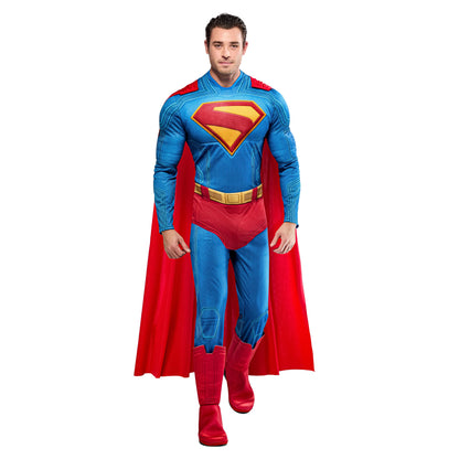 Rubies Men's Superman Deluxe Costume Jumpsuit with Shoe Covers and Cape, for Halloween and Themed Parties, Medium