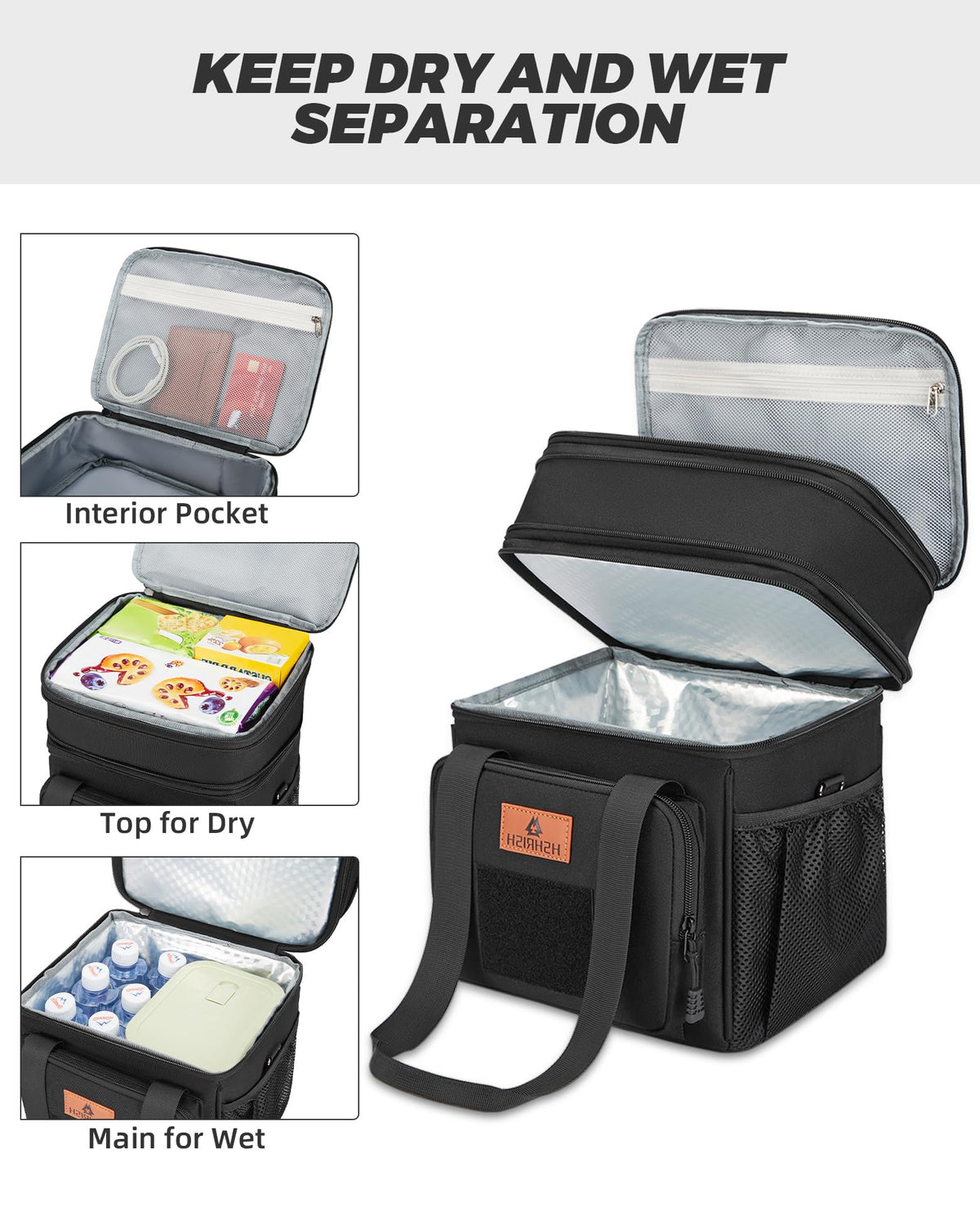 Double Deck Large Tactical Lunch Bag for Adults, Leakproof Insulated Lunch Bag with Shoulder Strap, Lunch Cooler Box for Men Work Outdoor Picnic Trips,Black 🍁 All In One Marketplace Canada
