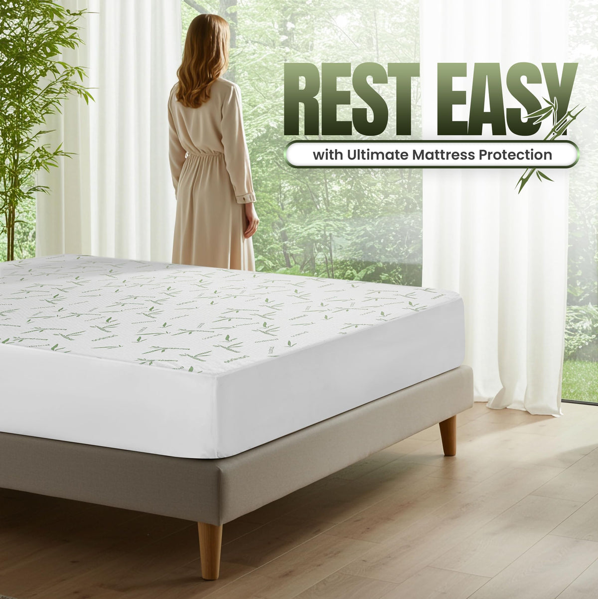 Utopia Bedding Waterproof Mattress Protector King Size, Bamboo Viscose Mattress Cover 200 GSM, Fits 17 Inches Deep, Breathable, Fitted Style with Stretchable Pockets 🍁 All In One Marketplace Canada