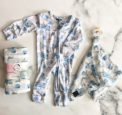 Attache-suce bleuets en mousseline de bambou