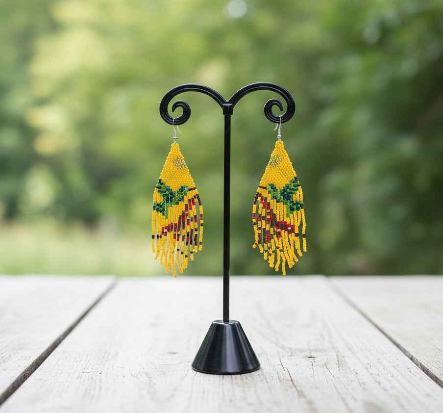 Mustard Sky Dancer Beaded Earrings