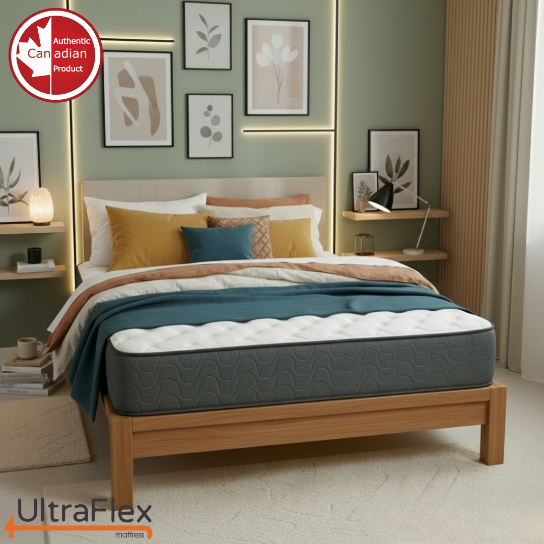 UltraFlex® HERCULES Mattress and BoxSpring Set Firm Orthopedic Mattress – Cooling Gel, High-Density Soy Foam, Spinal Care | CertiPUR-US® | Made in Canada