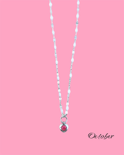 Heart Stone Necklaces in silver - various birthstone colours