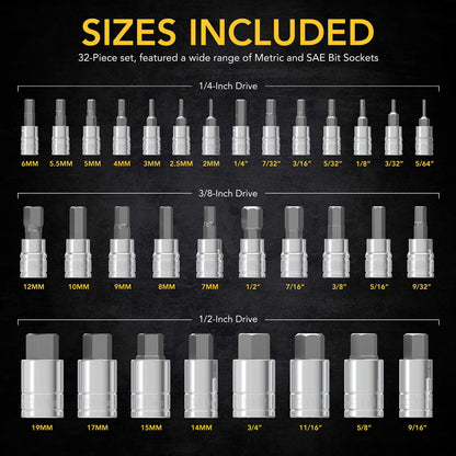 LEXIVON Master HEX Bit Socket Set, Premium S2 Alloy Steel | Complete 32-Piece, SAE and Metric Set | Enhanced Storage Case (LX-144) 🍁 All In One Marketplace Canada
