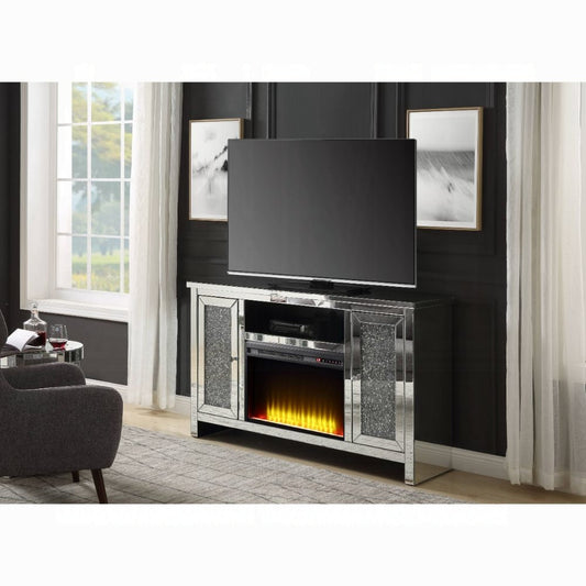 Brilliance-II Luxury Mirrored TV Stand/Fireplace - Clear