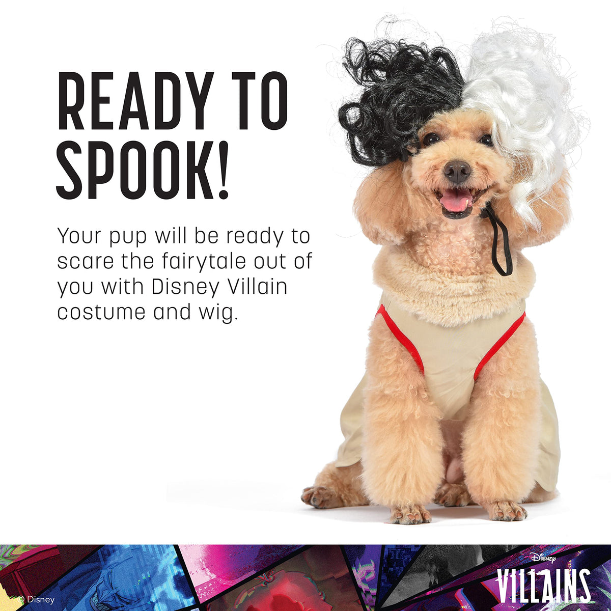 Disney for Pets Halloween Disney Villains Cruella Dog Costume - Officially Licensed Halloween Costumes for Dogs, Size Extra Extra Large