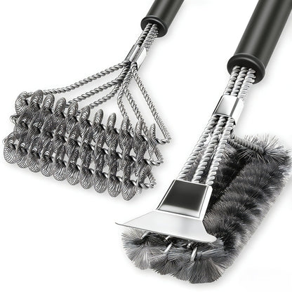 2 Pack BBQ Grill Brush, 18 inch BBQ Accessories, BBQ Cleaning Brush Safe Bristle Free BBQ Brush,100% Rust-Proof Stainless Steel- BBQ Grill Cleaner for Gas, Charcoal, Smoker, Porcelain, Infrared Grill 🍁 All In One Marketplace Canada