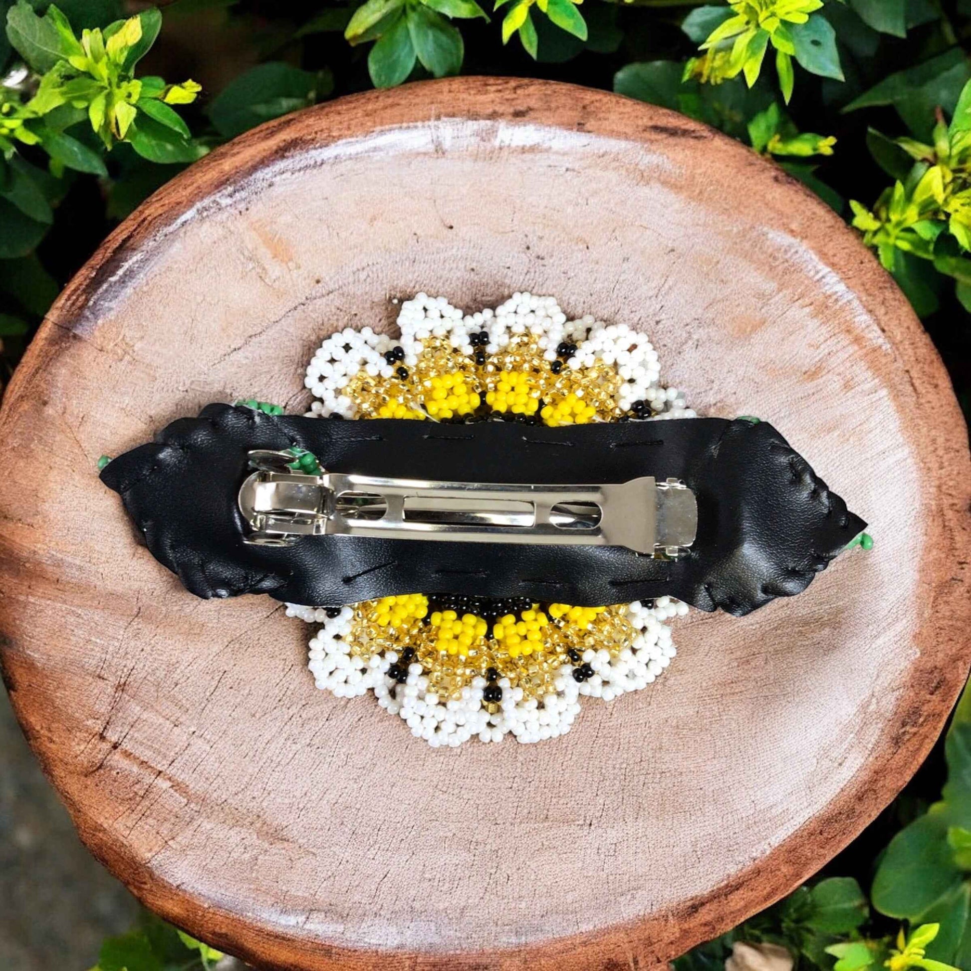 Handmade Beaded Sunflower Hair Clip-Red