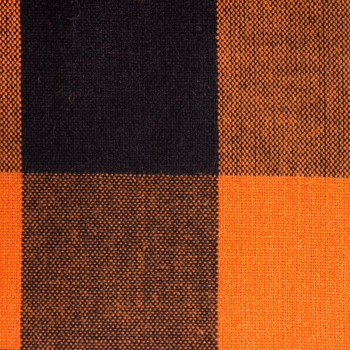 DII 100-Percent Cotton, Machine Washable, Dinner, Halloween Tablecloth 70" Round, Orange and Black Buffalo Check, Seats 4 People