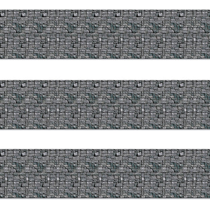 Beistle Stone Wall Backdrop 3-Count – Extra Large 4' x 30' Plastic Medieval Wall Decorations for Halloween Parties, Castle-Themed Events, Haunted Houses, Fantasy Photo Backgrounds