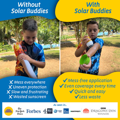 Solar Buddies Sunscreen Applicator - Single Pink - Refillable Roll on Sponge Sunscreen, Suncream & Lotion Applicator For Kids, Adults & Families - Holds 3.4fl oz, Perfect Size for Travel 🍁 All In One Marketplace Canada