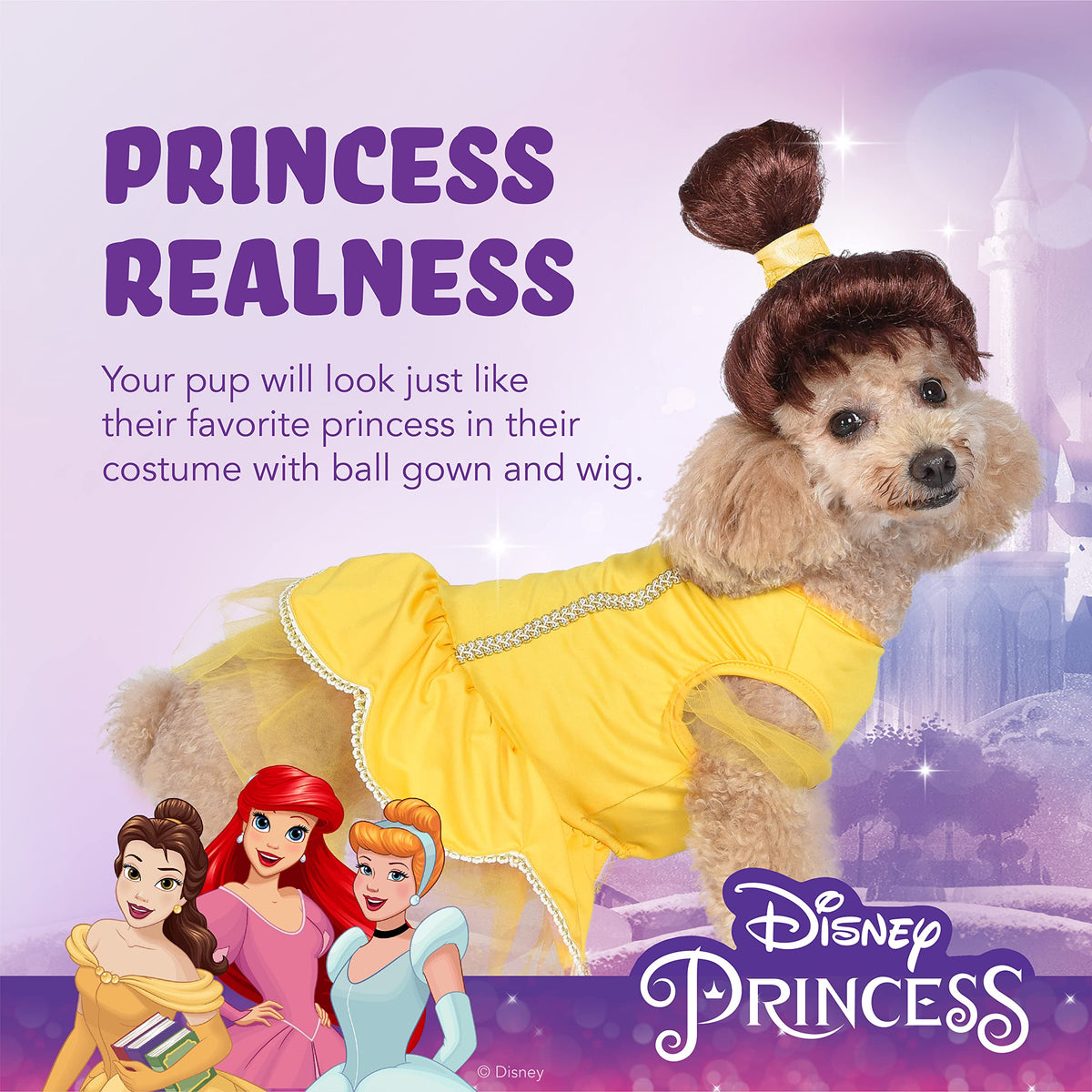 Disney: Halloween Disney Princess Belle Costume - Medium - | Disney Princess Halloween Costumes for Dogs, Officially Licensed Disney Dog Halloween Costume