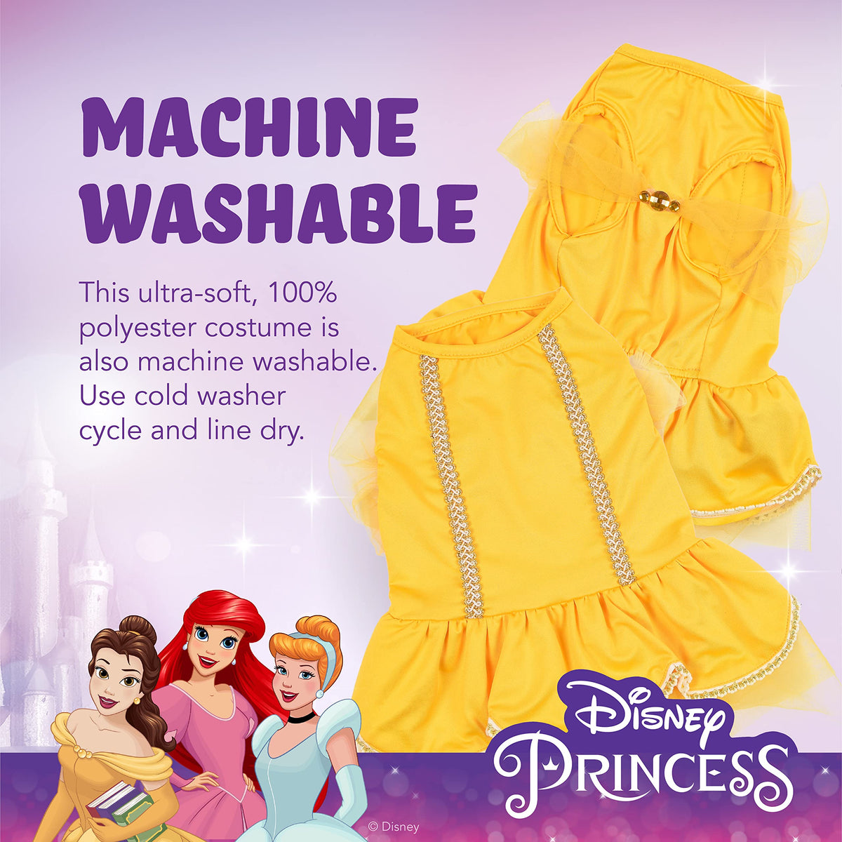 Disney: Halloween Disney Princess Belle Costume - Medium - | Disney Princess Halloween Costumes for Dogs, Officially Licensed Disney Dog Halloween Costume