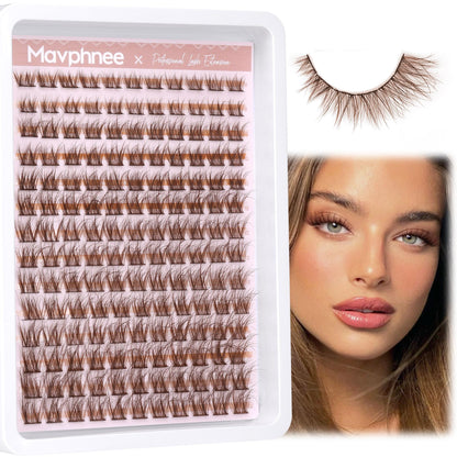 Brown Lash Clusters Natural Lash Extensions Wispy Eyelash Clusters 154 Pcs C Curl Lashes Clusters for Everyday Wear Beginner Friendly Dark Brown Cluster Eyelash Extensions by Mavphnnee 🍁 All In One Marketplace Canada
