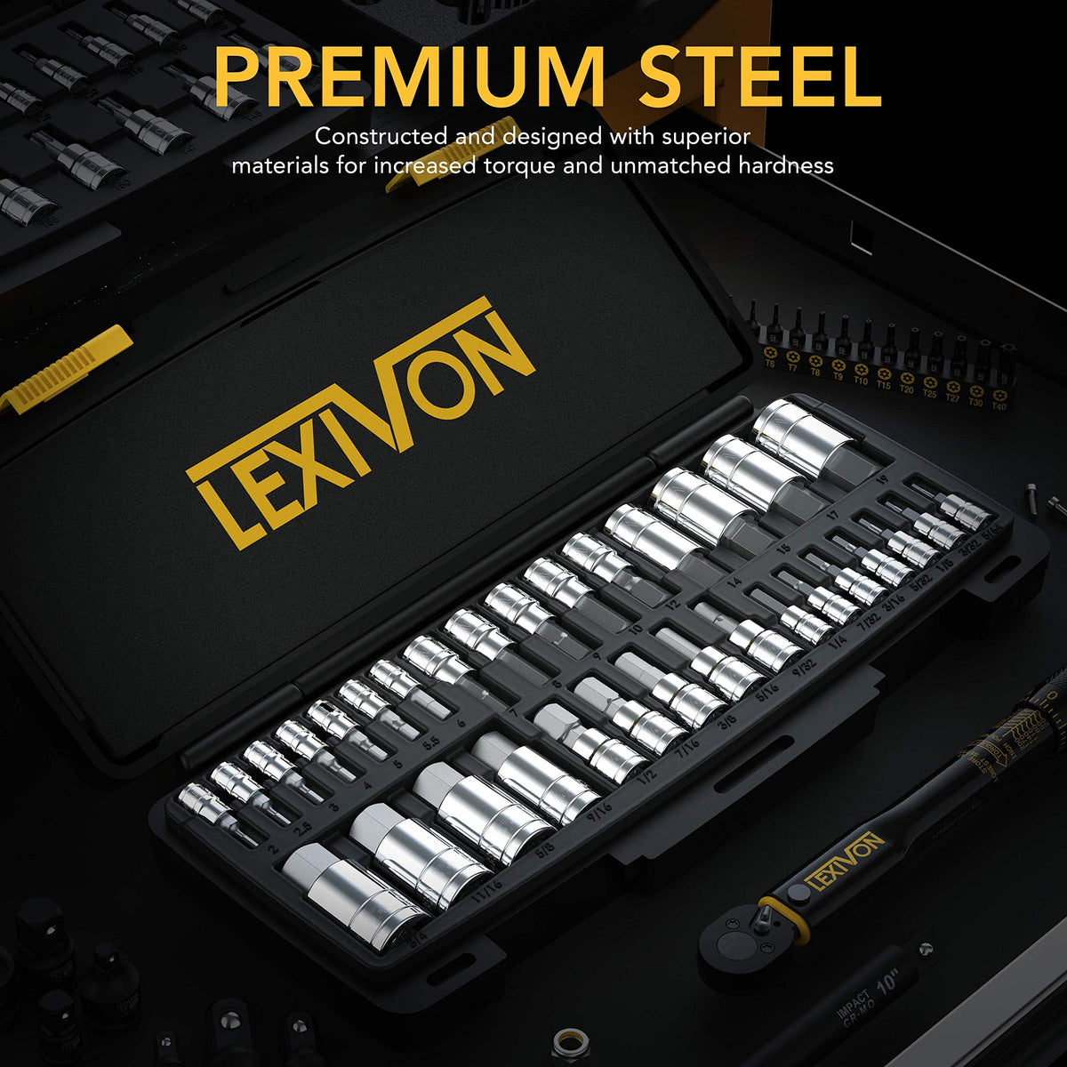 LEXIVON Master HEX Bit Socket Set, Premium S2 Alloy Steel | Complete 32-Piece, SAE and Metric Set | Enhanced Storage Case (LX-144) 🍁 All In One Marketplace Canada