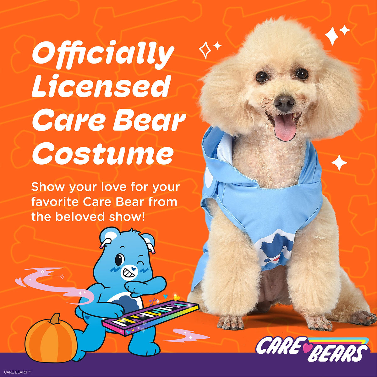 Care Bear for Pets Halloween Grumpy Bear Sleeveless Hoodie Dog Costume - Officially Licensed Halloween Costumes for Dogs, Size Medium
