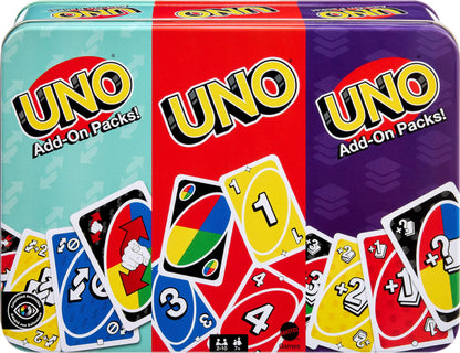 Mattel Games UNO Card Game with 2 Add On Packs with Storage Tin 🍁 All In One Marketplace Canada